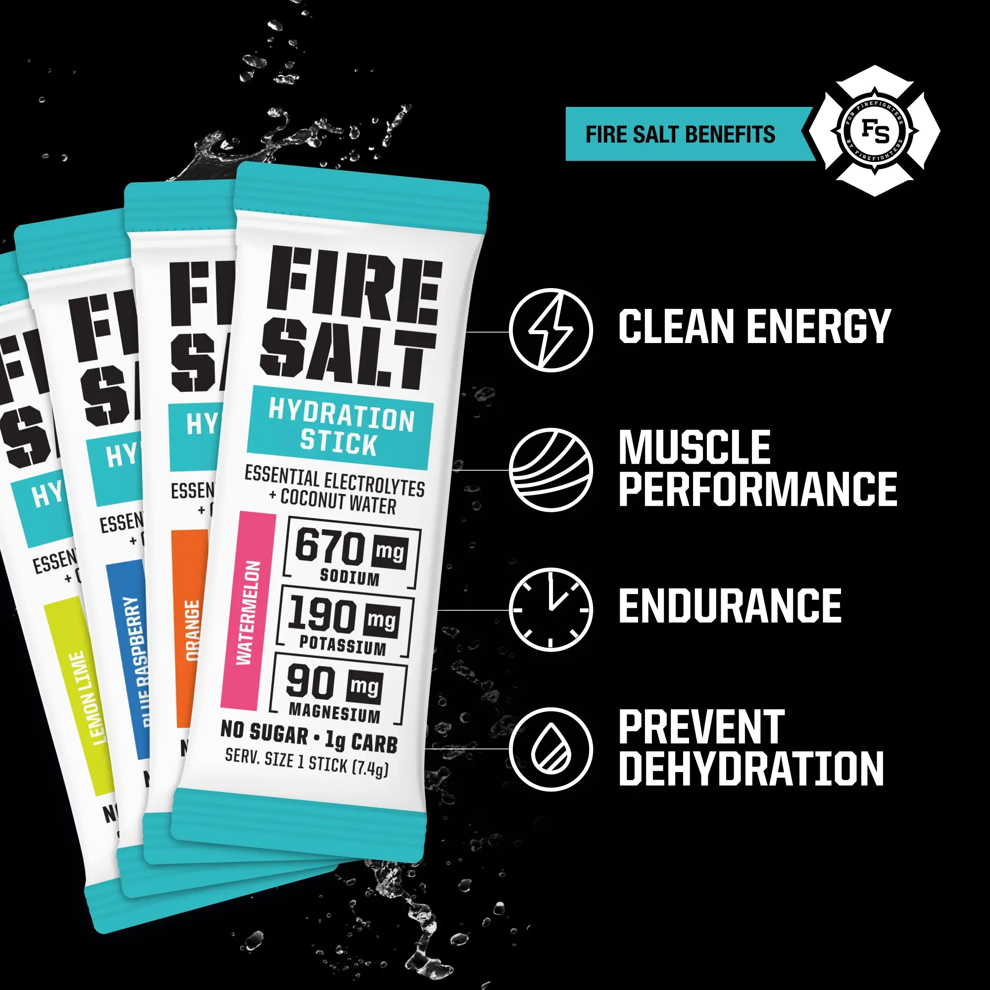 Fire Salt Electrolyte Packets 16-Pack - Sugar Free Energy Recovery & Hydration Drinks, Caffeine-Free, 3X Electrolytes with Coconut Water, Keto Friendly Fitness Fuel, Natural Ingredients, No Artificial Sweeteners (Workout, Outdoors Use) - Image 2