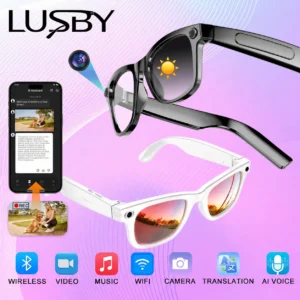 LUSBY Smart AI Camera Glasses | 8MP with Photochromic Lenses & Real-Time Translation – Hands-Free Video & Photo for Travel & Outdoors