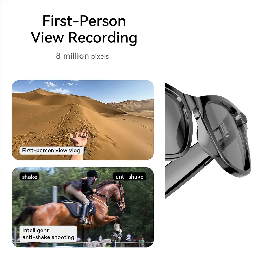 LUSBY Smart AI Camera Glasses | 8MP with Photochromic Lenses & Real-Time Translation – Hands-Free Video & Photo for Travel & Outdoors - Image 3