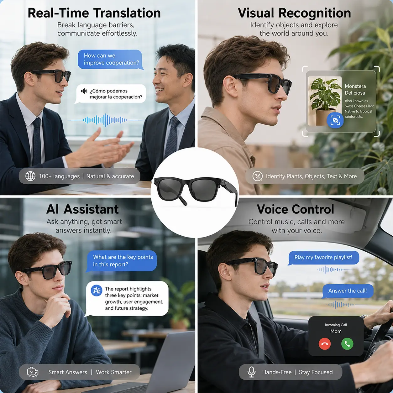 LUSBY Smart AI Camera Glasses | 8MP with Photochromic Lenses & Real-Time Translation – Hands-Free Video & Photo for Travel & Outdoors - Image 7