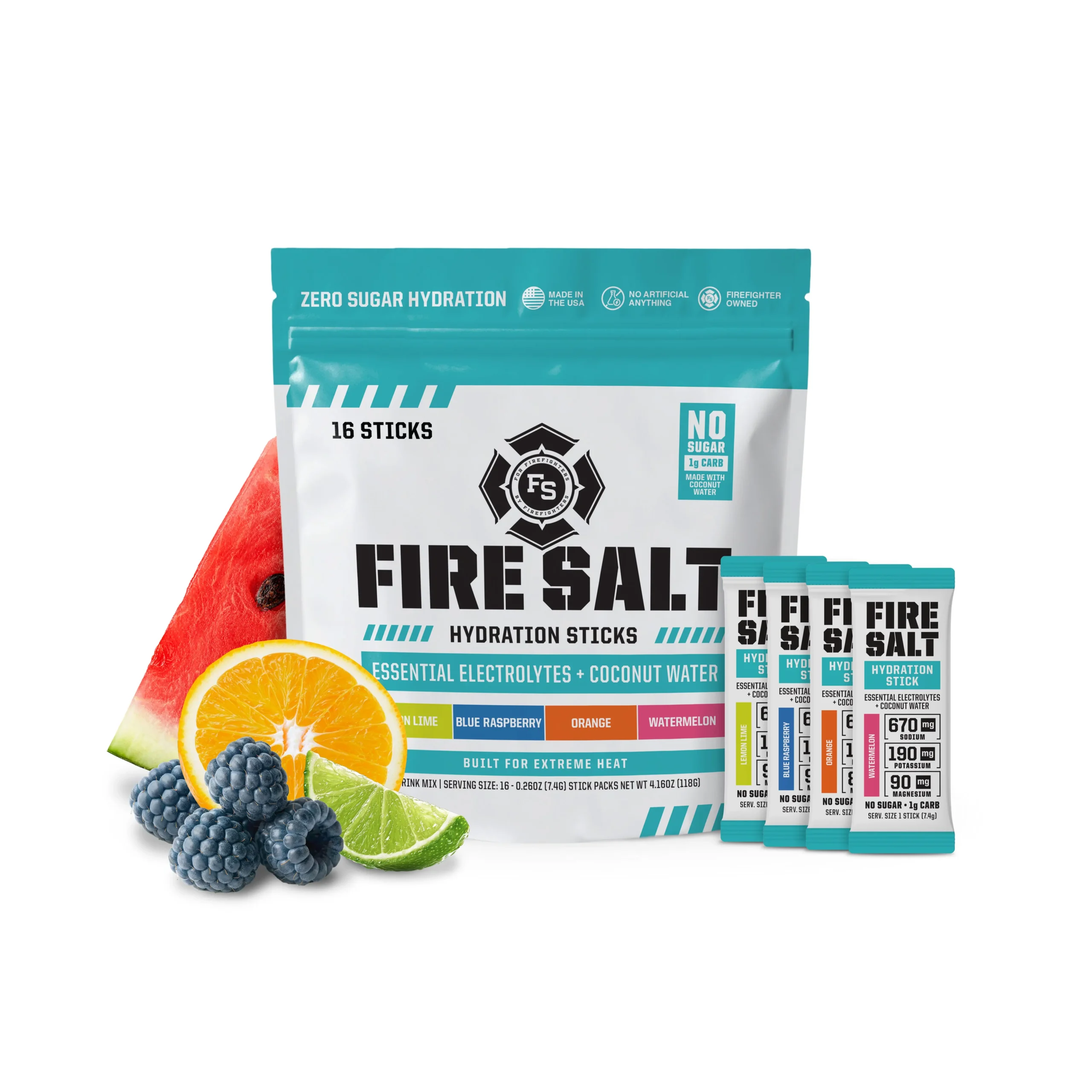Fire Salt Electrolyte Packets 16-Pack - Sugar Free Energy Recovery & Hydration Drinks, Caffeine-Free, 3X Electrolytes with Coconut Water, Keto Friendly Fitness Fuel, Natural Ingredients, No Artificial Sweeteners (Workout, Outdoors Use) - Image 4
